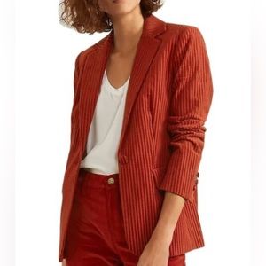 Womens Rust Corduroy Single-Button Blazer